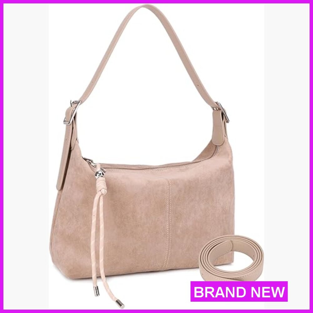 Slouchy Hobo Shoulder Bag Vegan Suede Adjustable Strap Y2K Retro Chic Purse